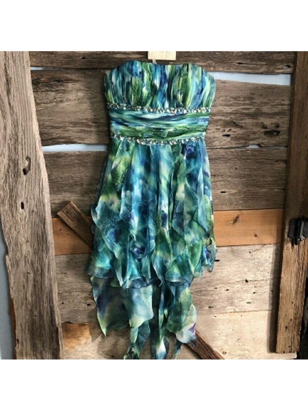 Le Chateau NWT Size XS Teal/Green/Blue Strapless Dress